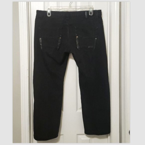 Vtg 90s Marc Buchanan Hip Hop Denim Jeans Leather trim pockets - Picture 4 of 14